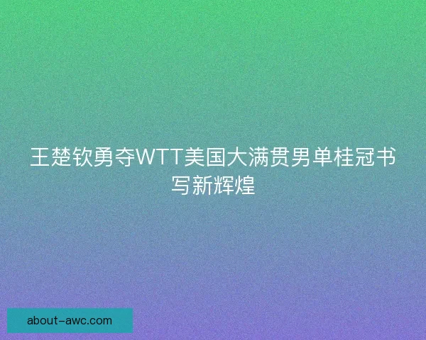 王楚钦勇夺WTT美国大满贯男单桂冠书写新辉煌