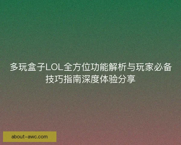多玩盒子LOL全方位功能解析与玩家必备技巧指南深度体验分享