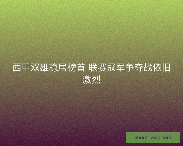 西甲双雄稳居榜首 联赛冠军争夺战依旧激烈