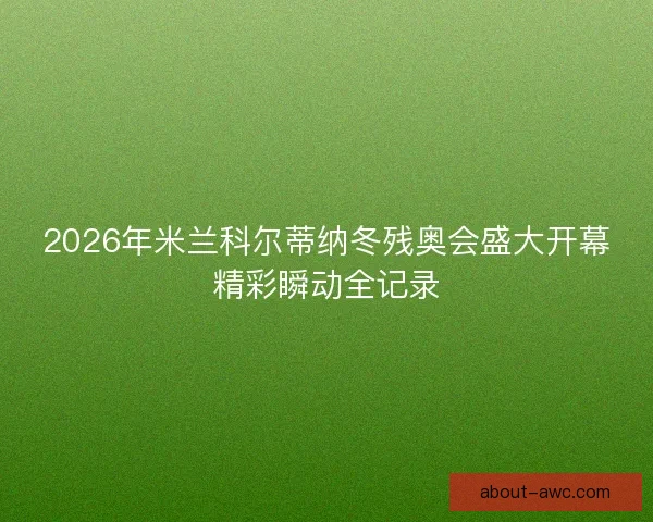 2026年米兰科尔蒂纳冬残奥会盛大开幕精彩瞬动全记录