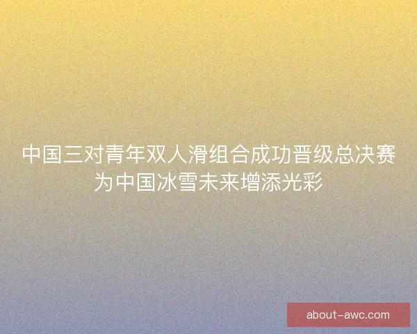 中国三对青年双人滑组合成功晋级总决赛为中国冰雪未来增添光彩 中国三对青年双人滑组合成功晋级总决赛为中国冰雪未来增添光彩